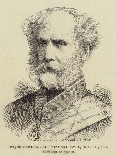 Tümgeneral Sir Vincent Eyre, KCSI, CB (gravür) by English School