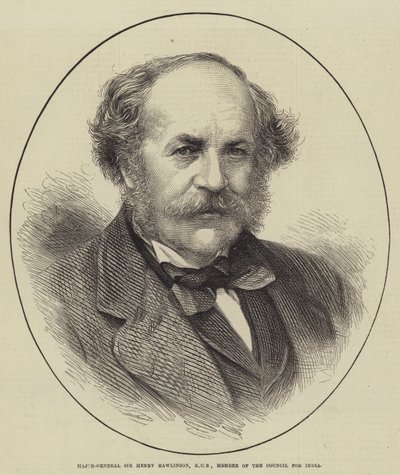 Tümgeneral Sir Henry Rawlinson, KCB, Hindistan Konseyi Üyesi (gravür) by English School
