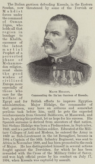 Binbaşı Hidalgo, İtalyan Kassala Garnizonunu yönetiyor (gravür) by English School