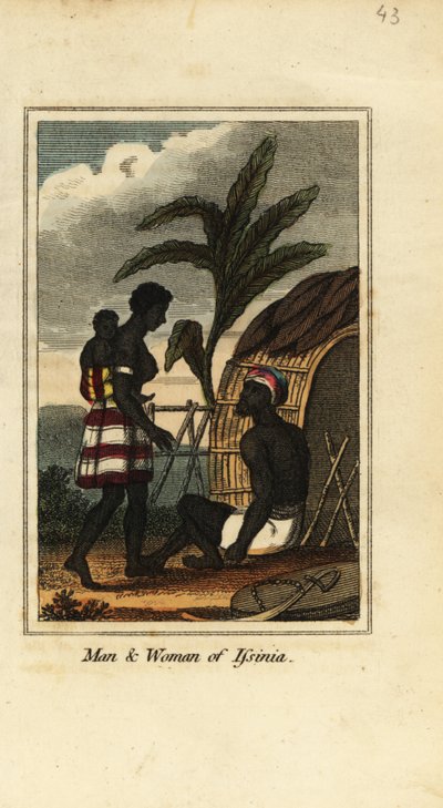 Erkek ve kadın Issinia, Gine, Batı Afrika by English School