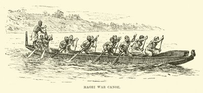 Maori War Canoe by English School