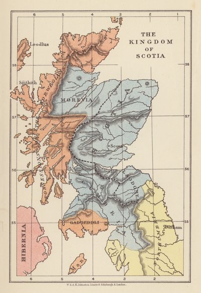Harita: Scotia Krallığı (renkli taş baskı) by English School