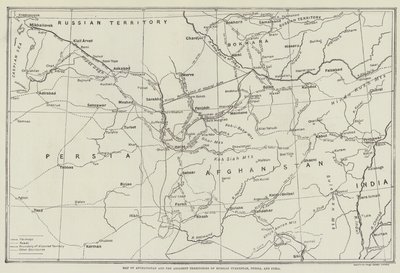 Afganistan Haritası ve Komşu Rusya Türkistan, İran ve Hindistan Toprakları by English School