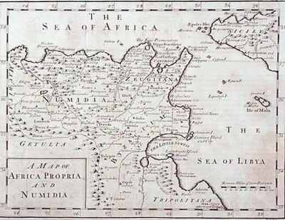 Afrika Propria ve Numidia Haritası (Modern Tunus ve Cezayir) 18. yüzyılın sonlarında (gravür) by English School