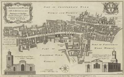 Aldersgate Ward Haritası, Londra Şehri by English School