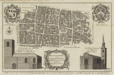 Bread Street Ward ve Cordwainers Ward, Londra Haritası by English School