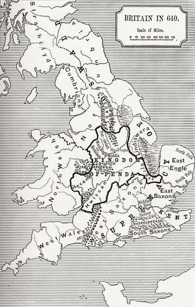 640 yılında İngiltere Haritası, Northumbrian Kingdom