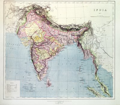 Map of India, published under the direction of Colonel H.R. Thuillier, R.E., Surveyor General of India, 1877  by English School