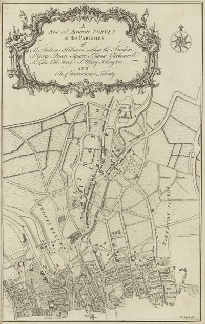 Islington, Clerkenwell, Holborn ve Finsbury Haritası by English School