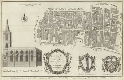 Queenhithe ve Vintry koğuşları, Londra Haritası by English School