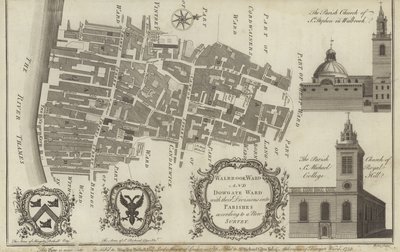 Walbrook Ward ve Dowgate Ward, Londra Haritası by English School