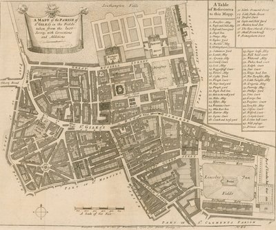 St Giles bucak Haritası Fields, Londra by English School
