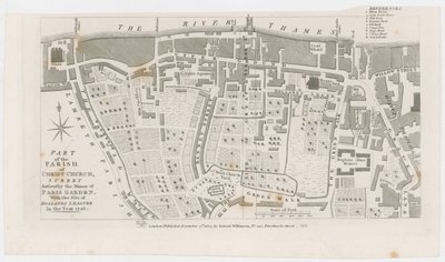 1822 R Wilkinson tarafından Paris Bahçesi malikanesini gösteren harita by English School