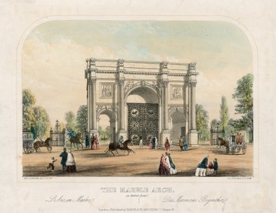 Marble Arch, Oxford Street, Londra (renkli gravür) by English School