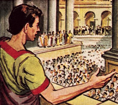 Mark Antony speaking about the murdered Julius Caesar to the people of Rome by English School