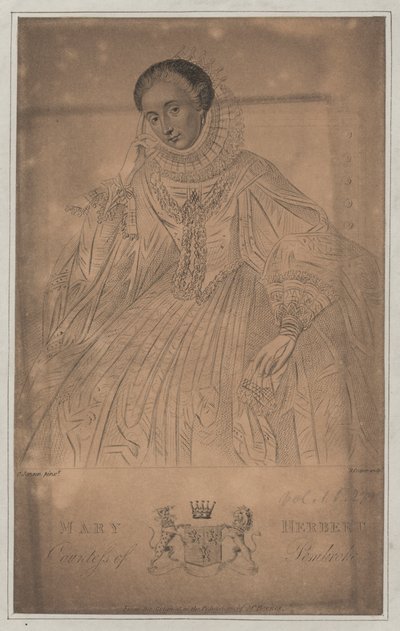 Mary Herbert, Pembroke Kontesi (gravür) by English School