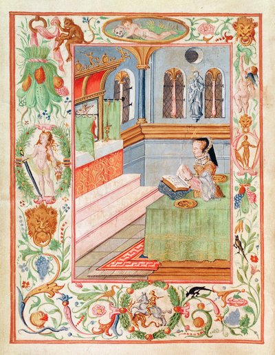 Mary kramp halkalarını kutsuyorum (parşömen üzerindeki pigment) by English School