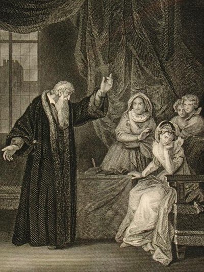 Mary, İskoç Kraliçesi (1542-87) ve John Knox (c.1512-72) (gravür) by English School