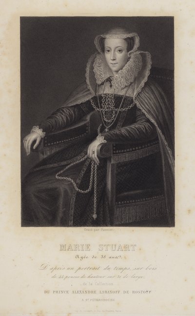 Mary Stuart, İskoç Kraliçesi, 38 yaşında (gravür) by English School