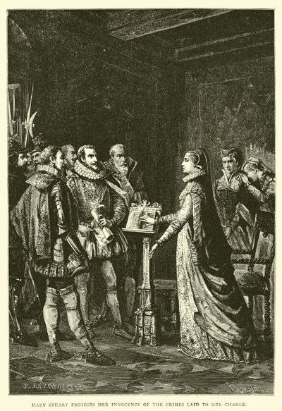 Mary Stuart, suçlamasına konu olan suçların masumiyetini protesto ediyor by English School
