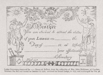1796 tarihli mason locası celbi by English School