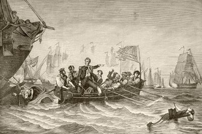 Usta Komutan Oliver Hazard Perry, Erie Gölü Muharebesi sırasında ABD Tuğgeneral Lawrence'tan ABD Tuğgeneral Niagra'ya transfer oluyor (litho) by English School