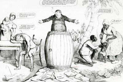 Thomas McLean tarafından yayınlanan McLeans Aylık Karikatürler Sayfası veya Görünümlü Cam, Robert Seymour tarafından basılmıştır, 1832 by English School