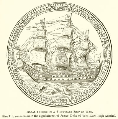 Birinci Sınıf Savaş Gemisini Sergileyen Madalya by English School