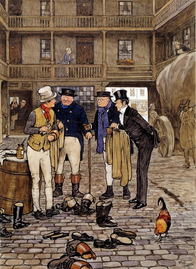 Pickwick kulübü üyeleri Sam Willer ile tanışıyor İngiliz ekolünden Charles Dickens