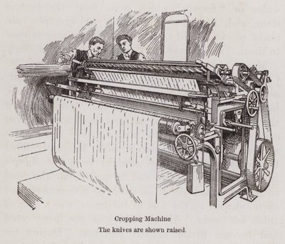 Tekstil kırpma makinesinde çalışan erkekler (lito) by English School