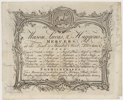 Mercer, Mason Lucas ve Higgons, ticari kart by English School