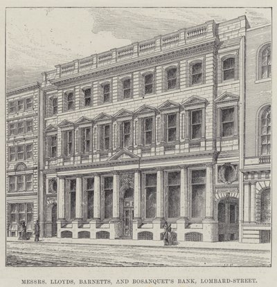 Messrs Lloyds, Barnetts ve Bosanquet Bank, Lombard-Street (gravür) by English School