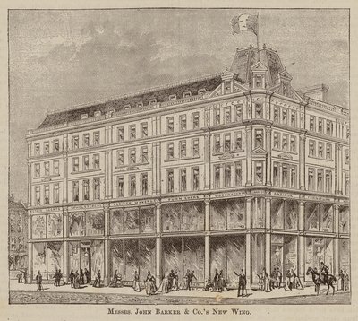 Messrs John Barker and Co, Drapers and General Warehousemen, Outfitters, Domestic Engineers, House Furnishers, and Purveyors, Kensington High Street, W (gravür) by English School