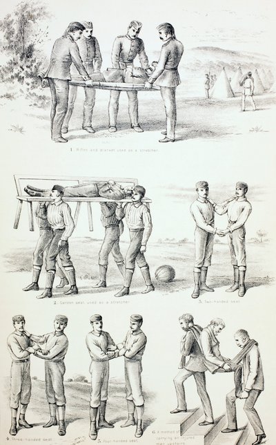 Yaralı Taşıma Yöntemleri, c.1890 by English School