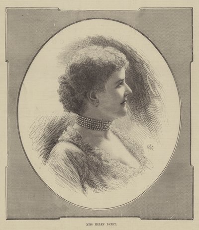 Bayan Helen Barry (gravür) by English School