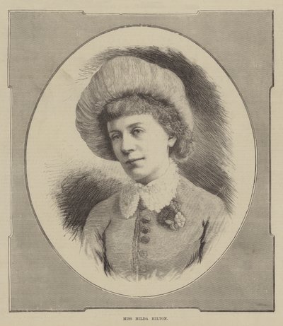 Bayan Hilda Hilton (gravür) by English School