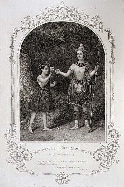 Oberon ve Puck rolünde Miss Julia Harland ve Miss Conquest, 