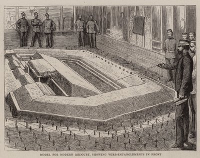 Önde Tel Dolaşmalarını gösteren Modern Redoubt modeli (gravür) by English School