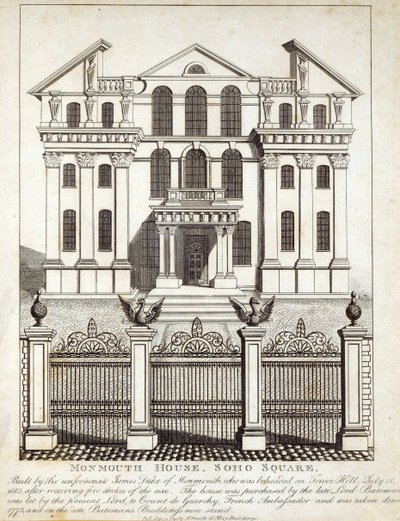 Monmouth House, Soho Square, N. Smith tarafından yayınlandı, Gt Mays Buildings, 11 Ocak 1791 by English School