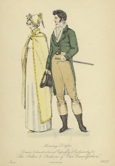 Bayanlar ve Baylar için Sabahlık (renkli gravür) by English School
