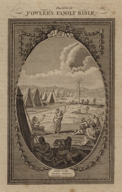 Musa ve Pirinç Yılan, Sayılar, Bölüm 21, Ayet 9 (gravür) by English School