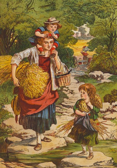 Hasattan eve dönen anne ve çocuklar (renkli lito) by English School