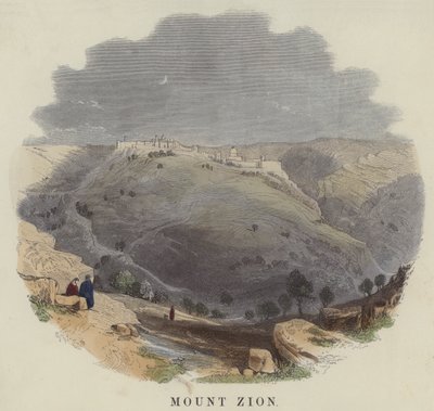 Zion Dağı (renkli gravür) by English School