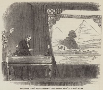 Willis's Rooms'ta Bay Albert Smith's Entertainment, "The Overland Mail" (gravür) by English School