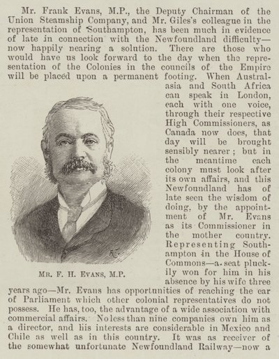 Bay FH Evans, MP (gravür) by English School