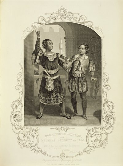 Othello rolünde Bay G. V. Brooke ve Iago rolünde James Bennett, William Shakespeare tarafından Othello