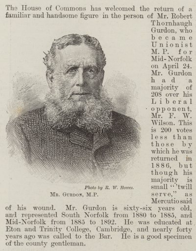 Bay Gurdon, MP (gravür) by English School