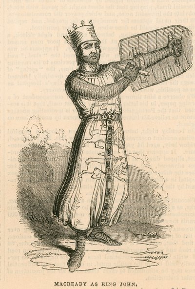 Bay Macready, oyunun baş rolünde King John, Drury Lane Tiyatrosu, Londra by English School
