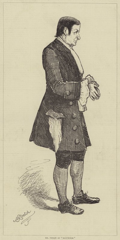 Bay Phelps "Mawworm" olarak (gravür) by English School