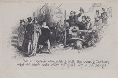 Bay Pickwick genç bayanlarla şakalaşıyor (s/b fotoğraf) by English School